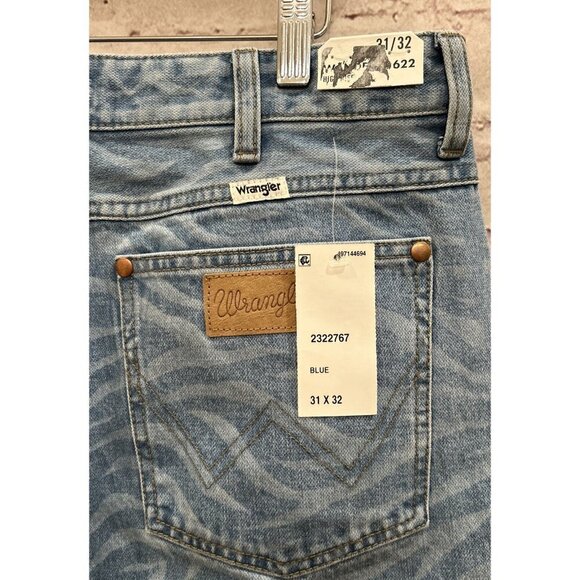 WRANGLER Jeans Womens 31x 32 WANDERER 622 HIGH RISE FLARE Raw Hem Zebra Blue NEW - Picture 4 of 5